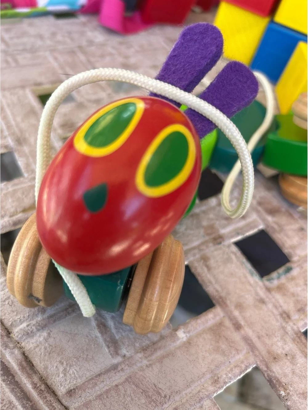 Hungry little caterpillar wooden pull  toy
